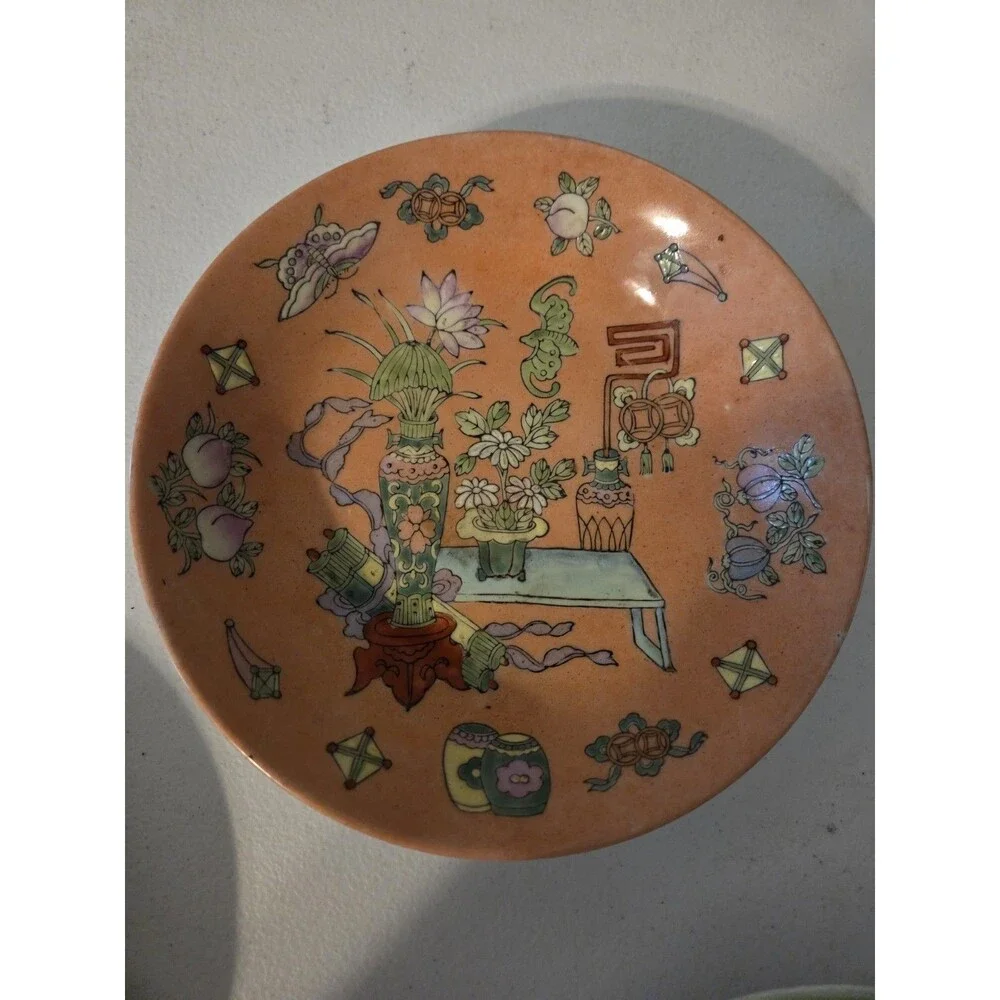 Vintage Hand Painted Chinese Decorative Plates Set of 3 For The Adolphus Hotel